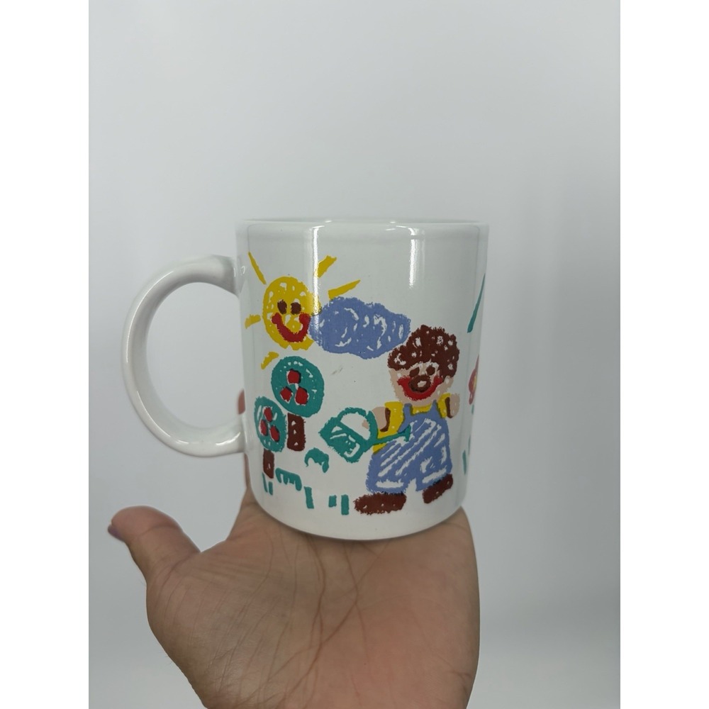 VTG Love My Grandma Ceramic Coffee Mug Child Drawing Grandmother Gift Cup